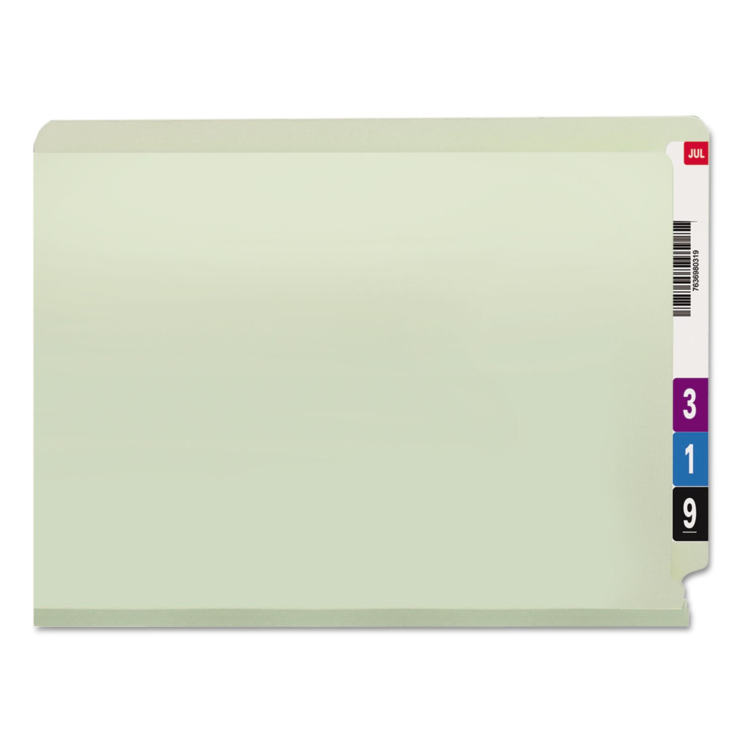 Smead End Tab Pressboard File Folder, Straight-Cut Tab, 2" Expansion, Letter Size, Gray/Green, 25 per Box (26210)