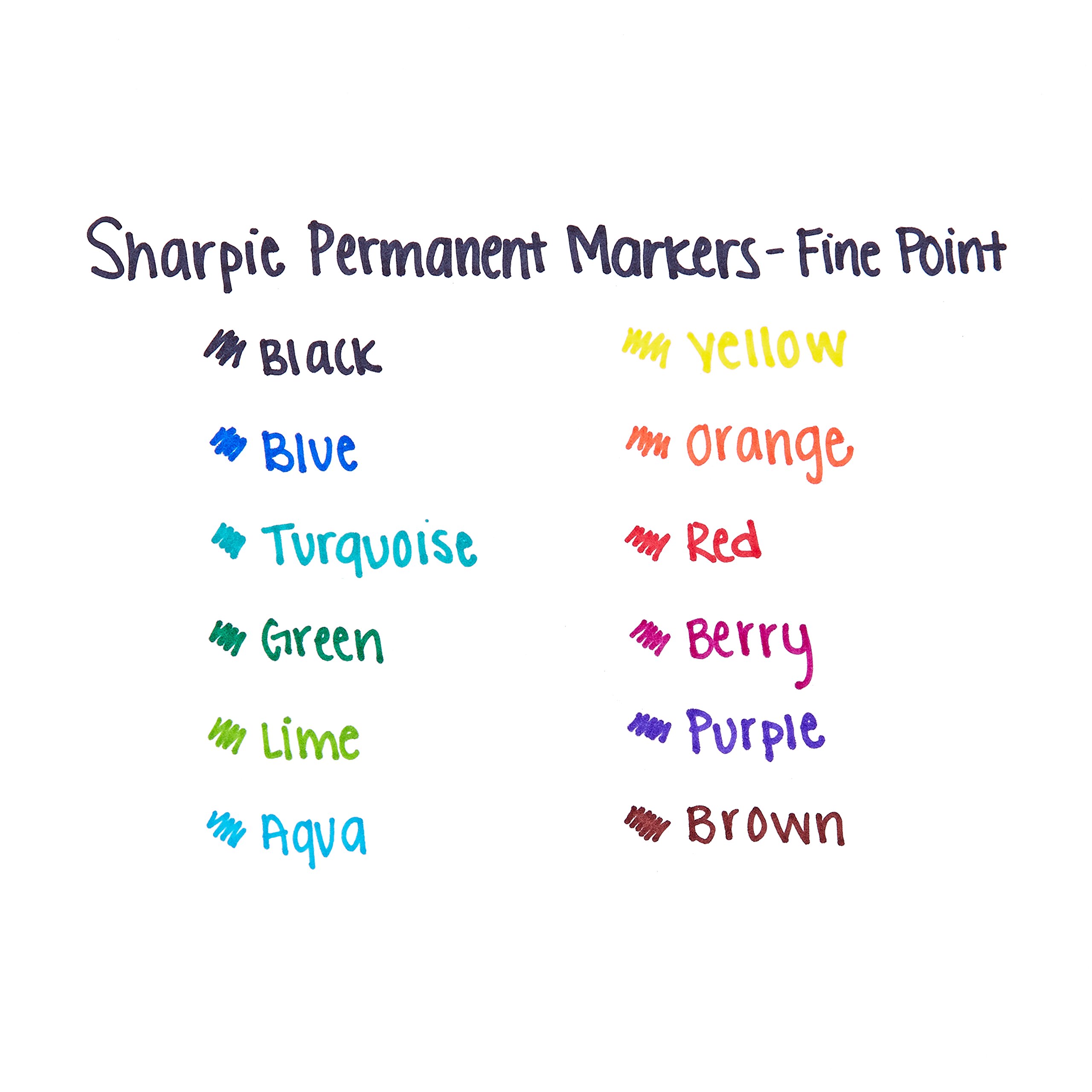 Sharpie Permanent Markers, Fine Point, Green, 12 Count