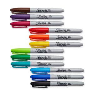 SHARPIE Fine Point Permanent Marker,Assorted Classic,12-Count