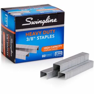 Swingline Staples, Heavy Duty, 3/8" Length, 60 Sheet Capacity, 100/Strip, 5000/Box, 1 Pack (79398)