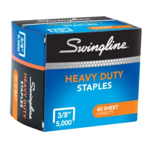 Swingline Staples, Heavy Duty, 3/8" Length, 60 Sheet Capacity, 100/Strip, 5000/Box, 1 Pack (79398)