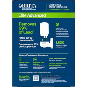 Brita Complete Faucet Mount Water Filtration System, BPA-Free Faucet Water Purifier for Sink, Filter Replaces 2,250 Plastic Water Bottles a Year, Lasts Four Months, Includes 1 System/1 Filter, White