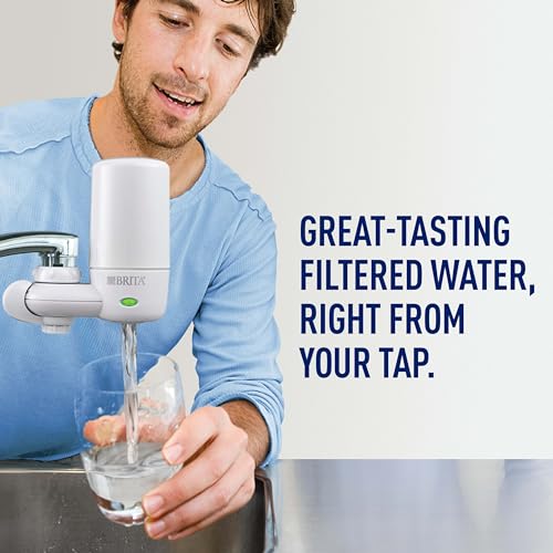 Brita Complete Faucet Mount Water Filtration System, BPA-Free Faucet Water Purifier for Sink, Filter Replaces 2,250 Plastic Water Bottles a Year, Lasts Four Months, Includes 1 System/1 Filter, White