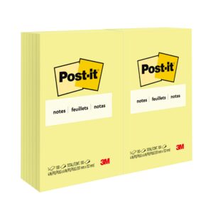 post-it notes, 4 in x 6 in, america's #1 favorite sticky notes, canary yellow, 12 pads/pack