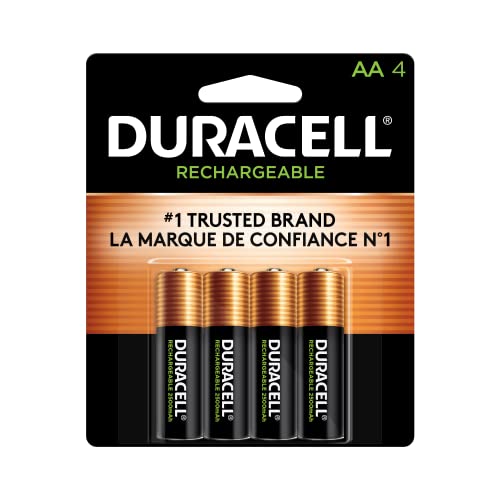 Duracell Rechargeable AA Batteries, 4 Count Pack, Double A Battery for Long-lasting Power, All-Purpose Pre-Charged Battery for Household and Business Devices