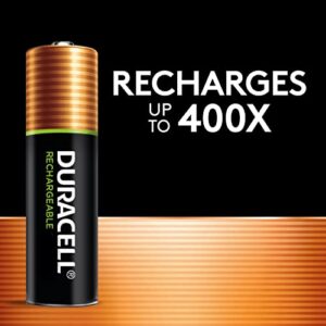 Duracell Rechargeable AA Batteries, 4 Count Pack, Double A Battery for Long-lasting Power, All-Purpose Pre-Charged Battery for Household and Business Devices