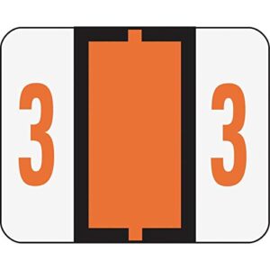 Smead BCCRN Bar-Style Color-Coded Numeric Label, 3, Label Roll, Dark Orange, 500 labels per Roll (67373)