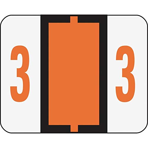 Smead BCCRN Bar-Style Color-Coded Numeric Label, 3, Label Roll, Dark Orange, 500 labels per Roll (67373)