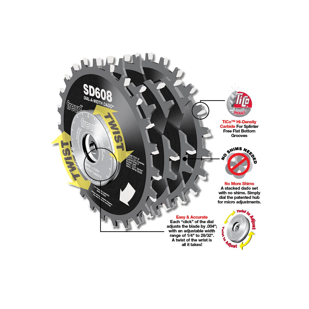 Freud SD608: 8" Dial-A-Width Stacked Dado Sets