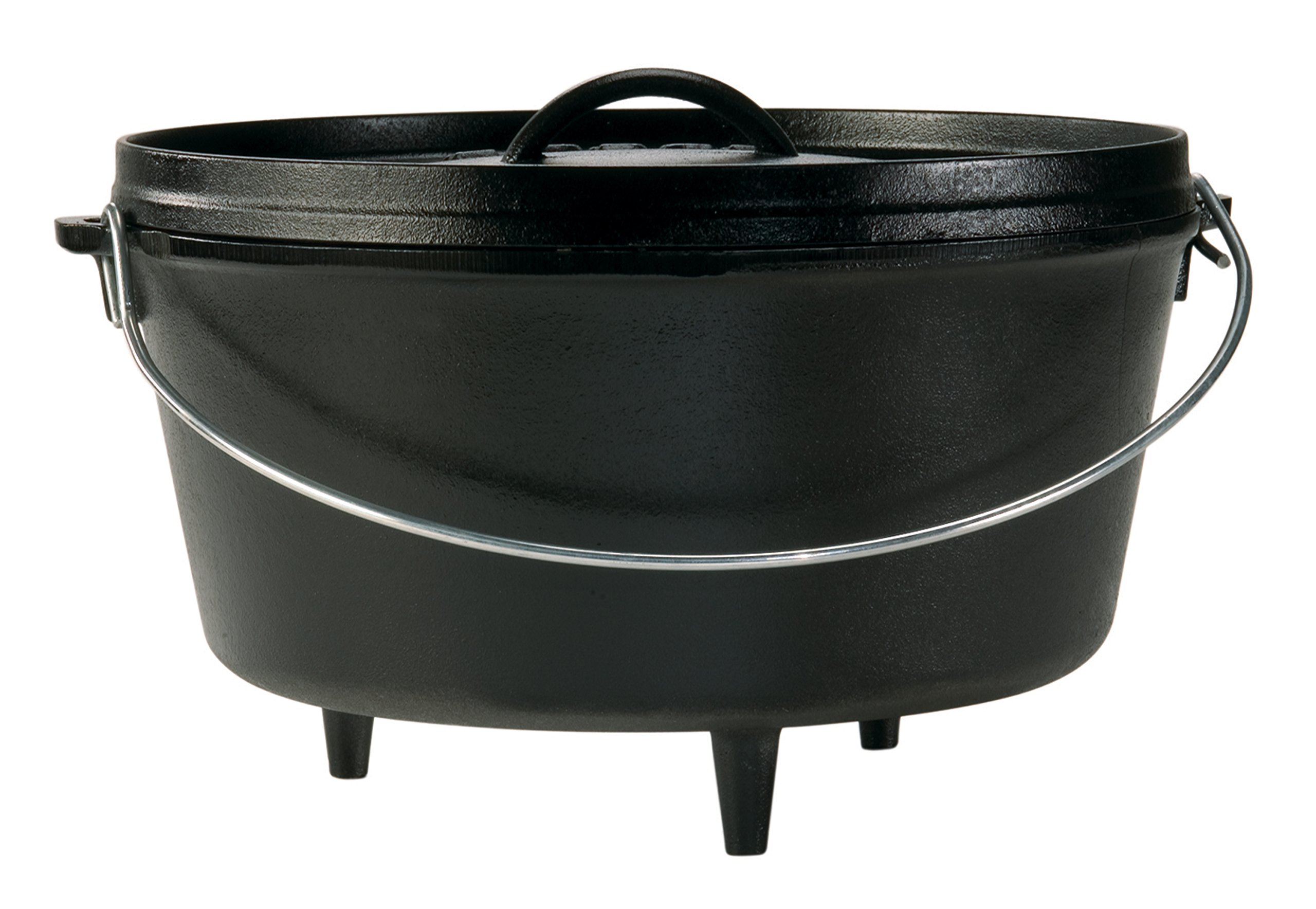 Lodge 8 Quart Pre-Seasoned Cast Iron Camp Dutch Oven with Lid - Dual Handles - Use in the Oven, on the Stove, on the Grill or over the Campfire - Black