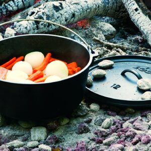 Lodge 8 Quart Pre-Seasoned Cast Iron Camp Dutch Oven with Lid - Dual Handles - Use in the Oven, on the Stove, on the Grill or over the Campfire - Black