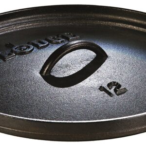 Lodge 8 Quart Pre-Seasoned Cast Iron Camp Dutch Oven with Lid - Dual Handles - Use in the Oven, on the Stove, on the Grill or over the Campfire - Black