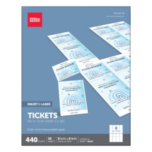 office depot(r) laser/inkjet tickets, pack of 440 tickets