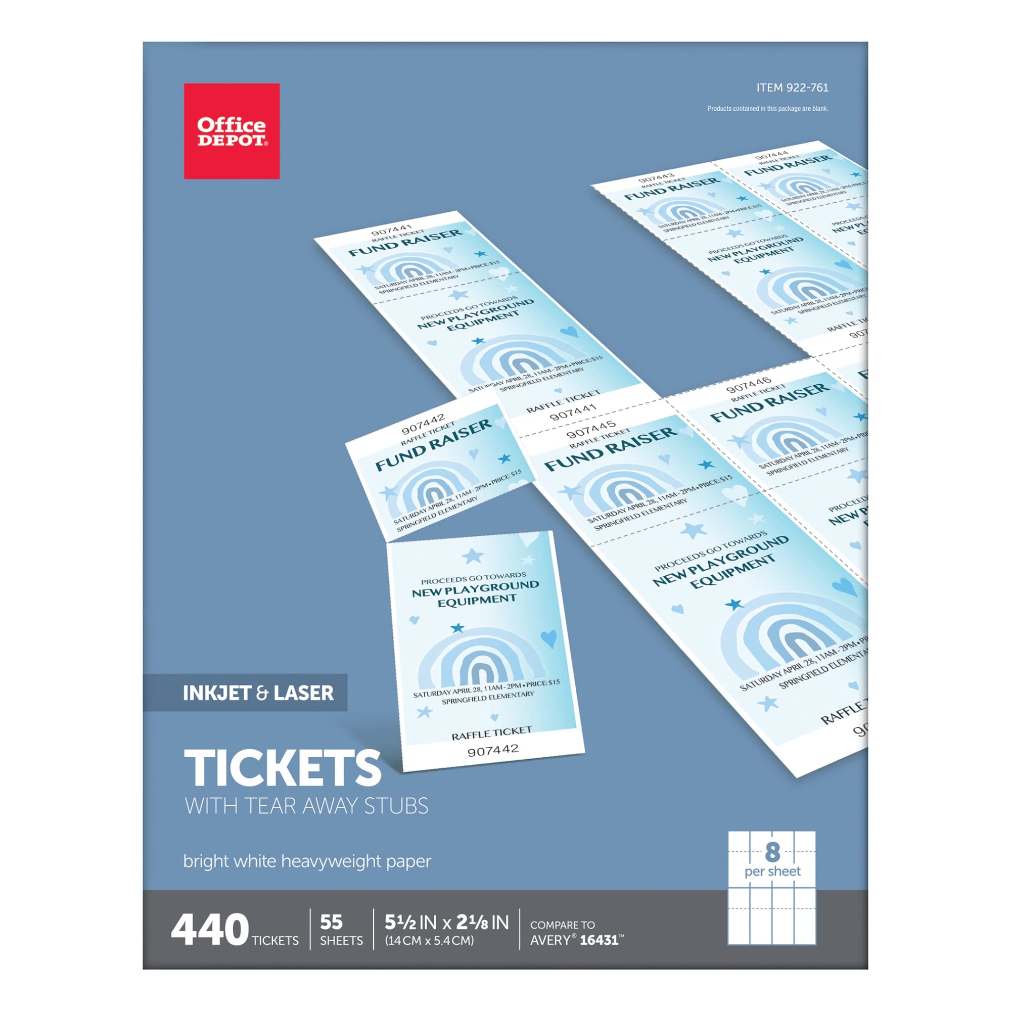 Office Depot(R) Laser/Inkjet Tickets, Pack Of 440 Tickets