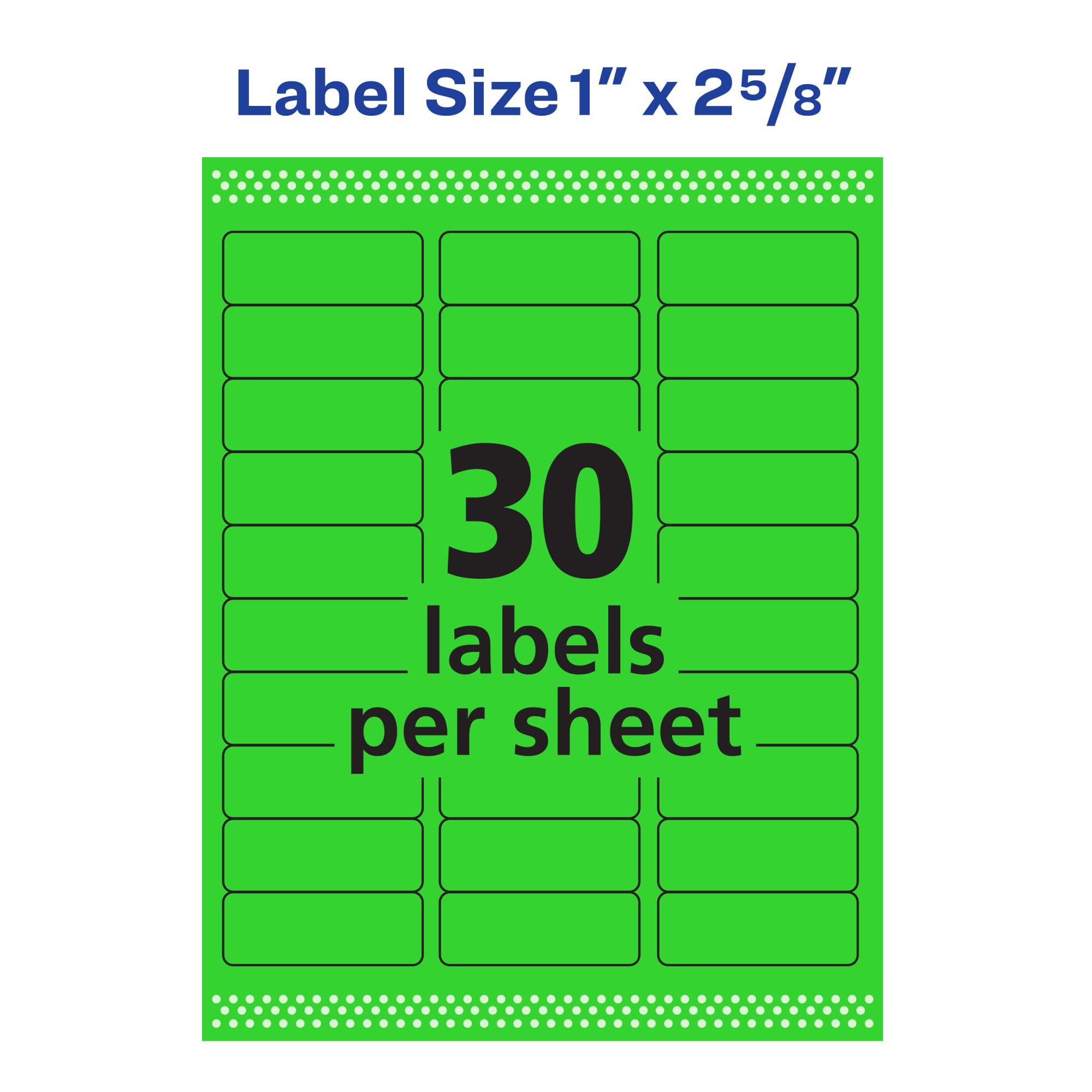 Avery Printable Address Labels with Sure Feed, 1" x 2-5/8", Neon Green, 750 Blank Mailing Labels (5971)