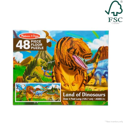 Melissa & Doug Land of Dinosaurs Floor Puzzle (48 pcs, 4 feet long) - FSC Certified