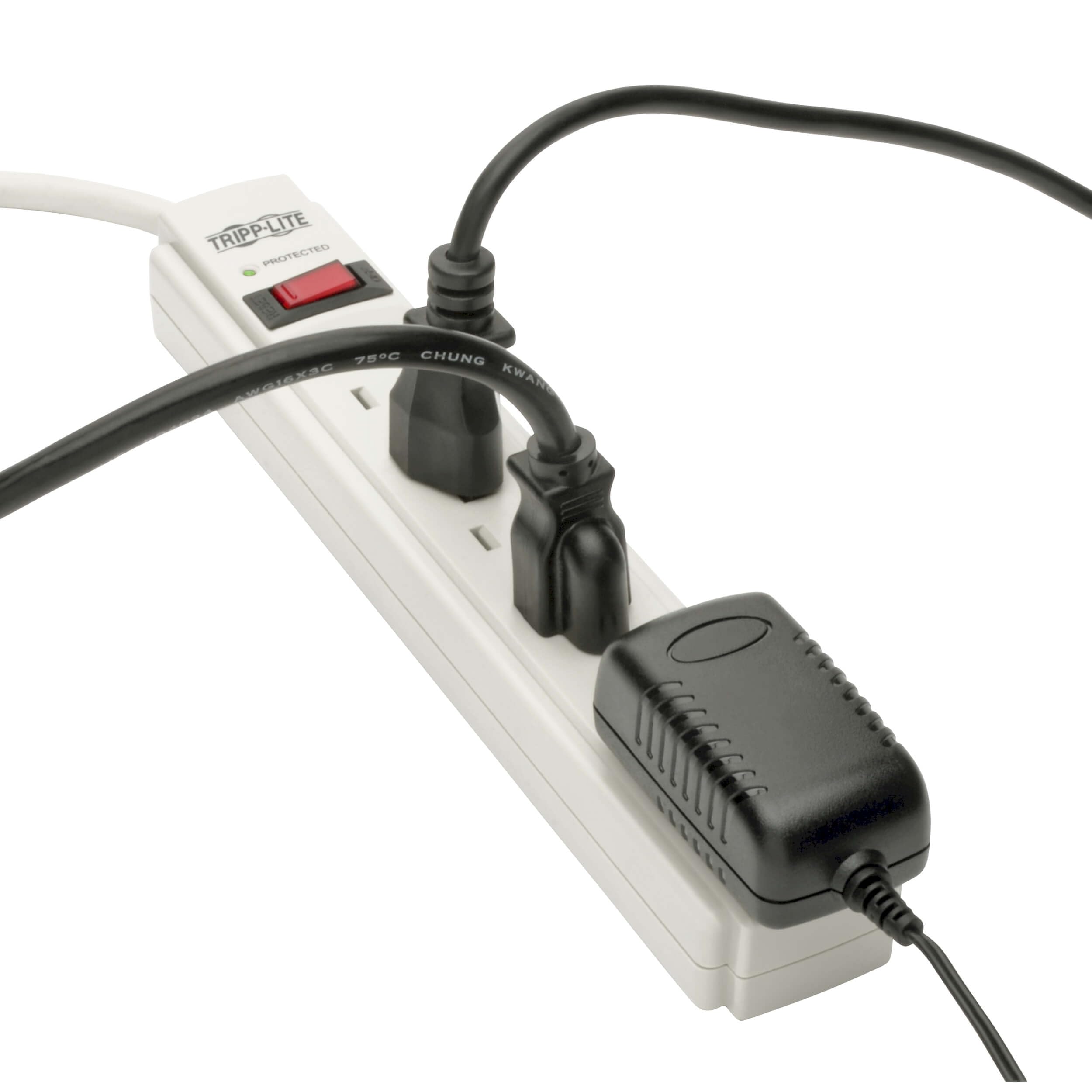 Tripp Lite 6 Outlet Surge Protector Power Strip 6ft Cord 790 Joules LED & INSURANCE (TLP606) Gray