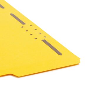 Smead Fastener File Folder, 2 Fasteners, Reinforced 1/3-Cut Tab, Letter Size, Yellow, 50 per Box (12940)