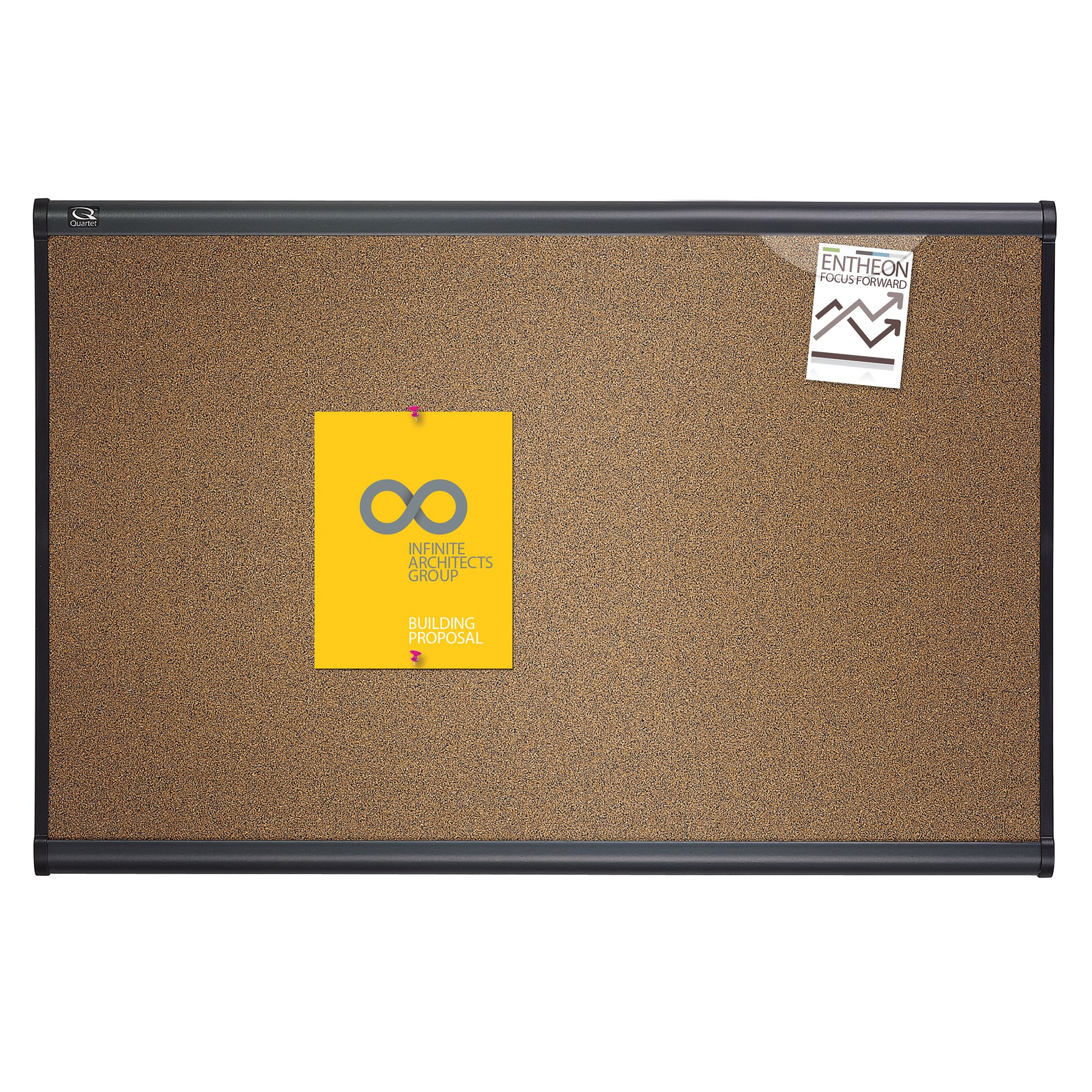 Quartet Cork Bulletin Board, Prestige, 4 x 3 feet, Graphite Finish Frame (244G)