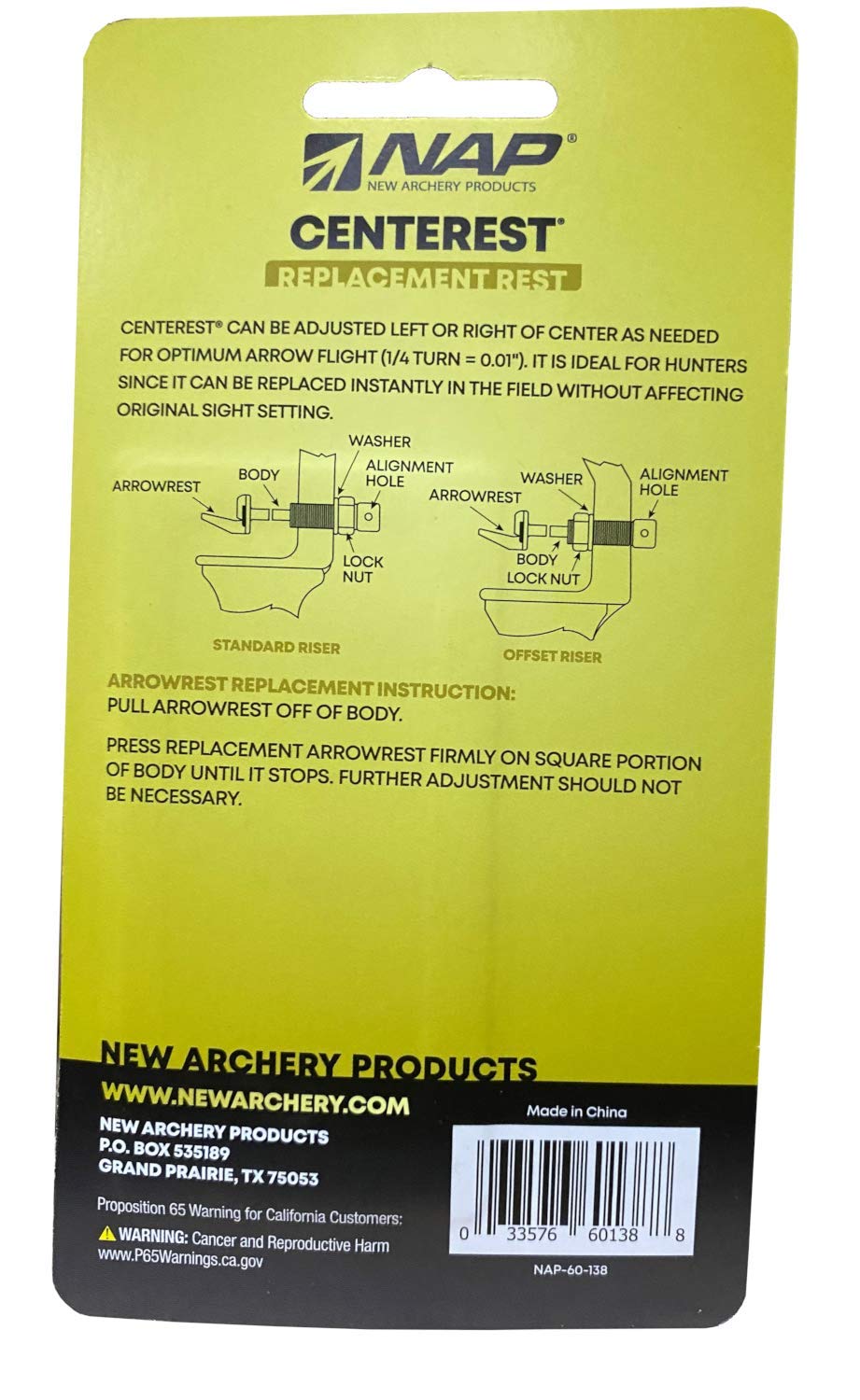 New Archery Products Bow Hunting Right Hand Center Rest Replacement Part