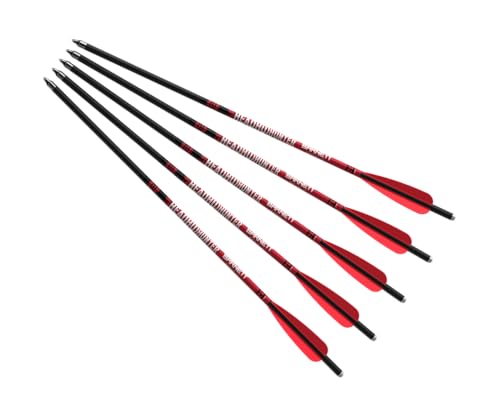 Barnett Outdoors Carbon Crossbow Arrows 5-Pack, Lightweight Hunting Bolts with Half-Moon Nock and Field Points, 20"