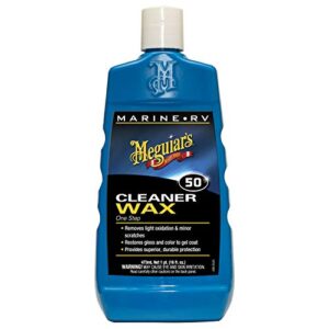 meguiar's marine/rv once step cleaner wax m5016 - professional-grade marine wax and rv wax that cleans, polishes and adds wax protection for a long-lasting shine - restores color and gloss, 16 oz