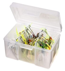 flambeau outdoors 00330 medium spinnerbait box, fishing bait and lure organizer, clear