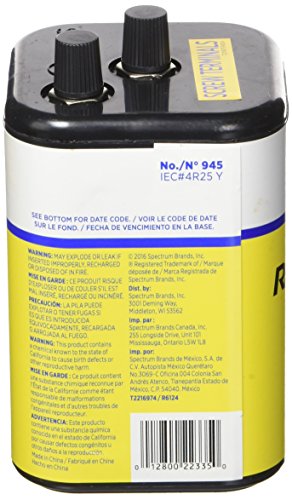 Rayovac 6V Battery 945R4C, Heavy Duty Lantern Battery, 1 Count