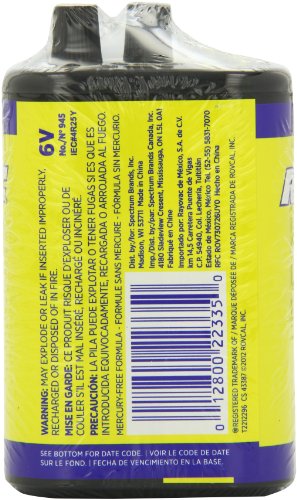 Rayovac 6V Battery 945R4C, Heavy Duty Lantern Battery, 1 Count