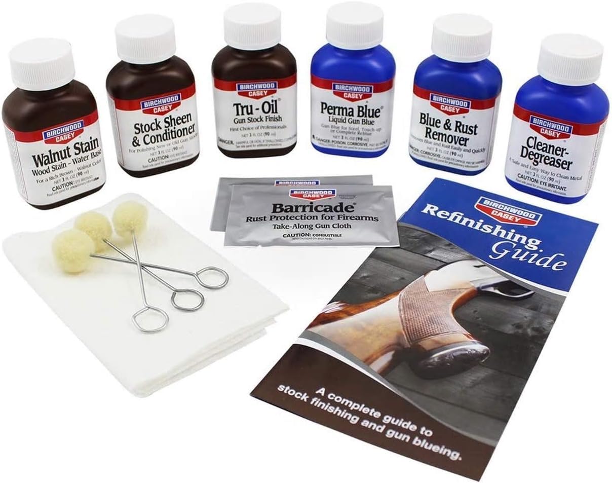 Birchwood Casey Easy-to-Use Deluxe Perma Blue & Tru-Oil Complete Finishing Kit for Gun Blueing and Stock Finishing