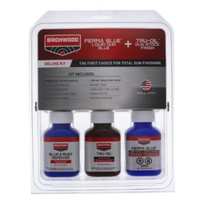 Birchwood Casey Easy-to-Use Deluxe Perma Blue & Tru-Oil Complete Finishing Kit for Gun Blueing and Stock Finishing