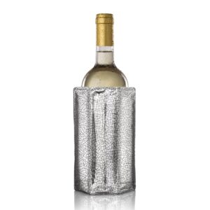 vacu vin active cooler wine chiller - reusable, flexible wine bottle cooler - silver - wine cooler sleeve for standard size bottles - insulated wine bottle chiller to keep wine cold and refreshing