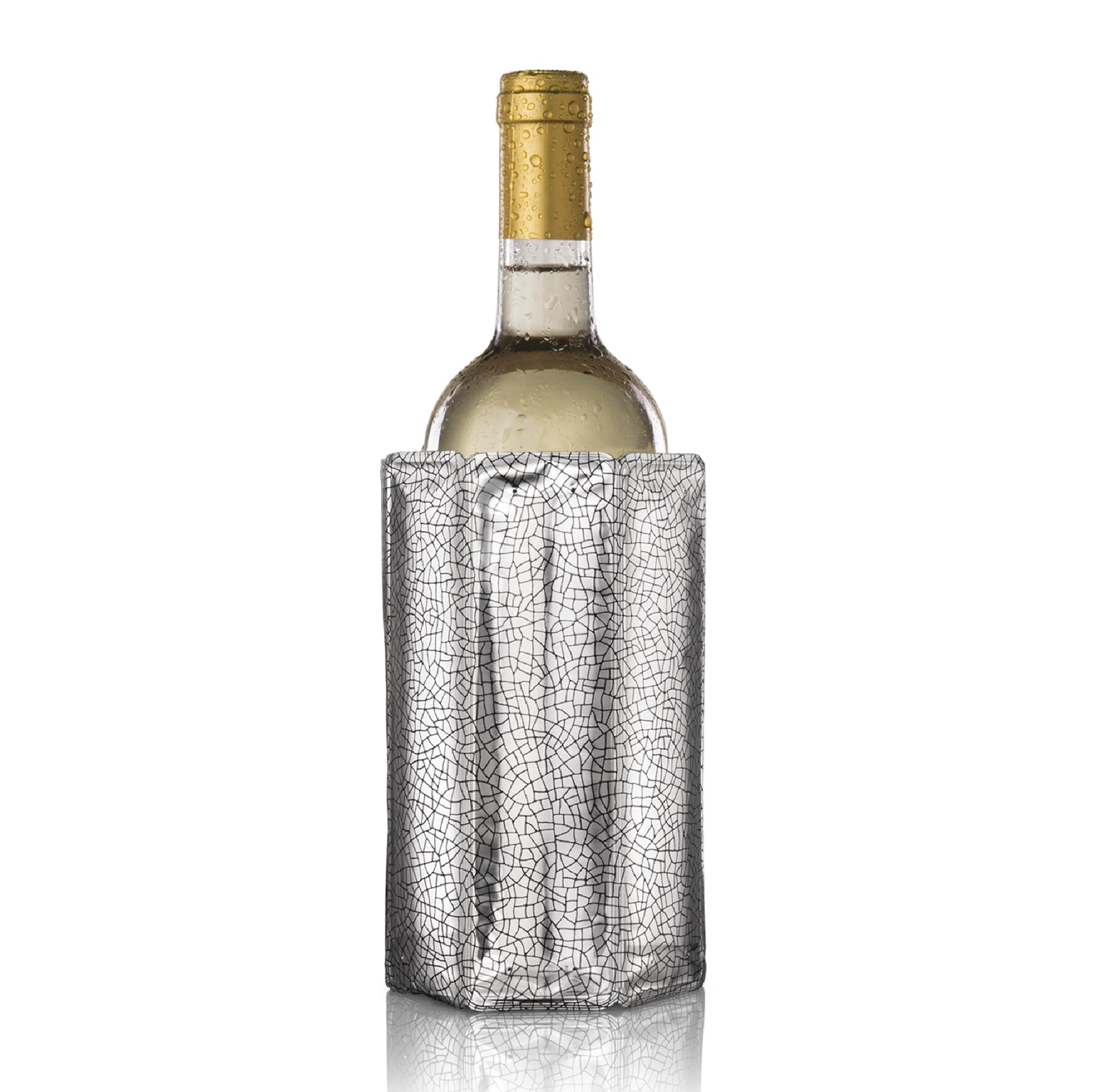 Vacu Vin Active Cooler Wine Chiller - Reusable, Flexible Wine Bottle Cooler - Silver - Wine Cooler Sleeve For Standard Size Bottles - Insulated Wine Bottle Chiller to Keep Wine Cold and Refreshing