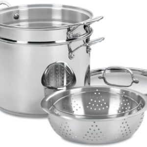 Cuisinart 4-Piece Cookware Set, 12 Quarts, Chef's Classic Stainless Steel Pasta/Steamer, 77-412P1