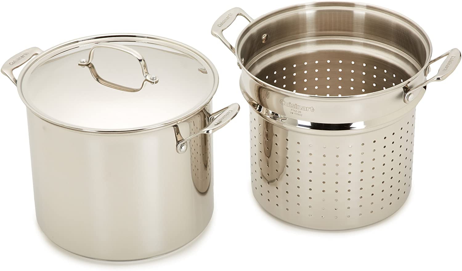 Cuisinart 4-Piece Cookware Set, 12 Quarts, Chef's Classic Stainless Steel Pasta/Steamer, 77-412P1