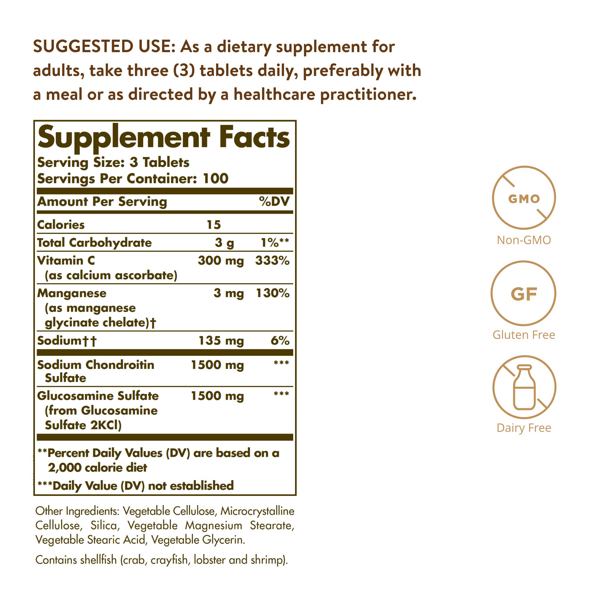 Solgar, Extra Strength Glucosamine Chondroitin Complex 300 Tablets