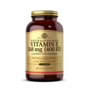 SOLGAR Vitamin E 268 mg (400 IU) - 250 Softgels - Naturally-Sourced Vitamin E as d-Alpha Tocopherol - Gluten Free, Dairy Free - 250 Servings