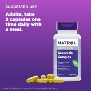 Natrol Quercetin Complex, Dietary Supplement for Immune Health, Quercetin Supplements with Vitamin C and Citrus Bioflavonoids, 50 Capsules, Up to a 25 Day Supply