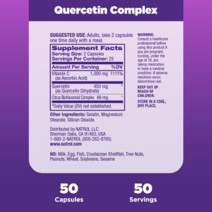 Natrol Quercetin Complex, Dietary Supplement for Immune Health, Quercetin Supplements with Vitamin C and Citrus Bioflavonoids, 50 Capsules, Up to a 25 Day Supply