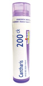 boiron cantharis 200ck, 80 pellets, homeopathic medicine for blisters with burning pain