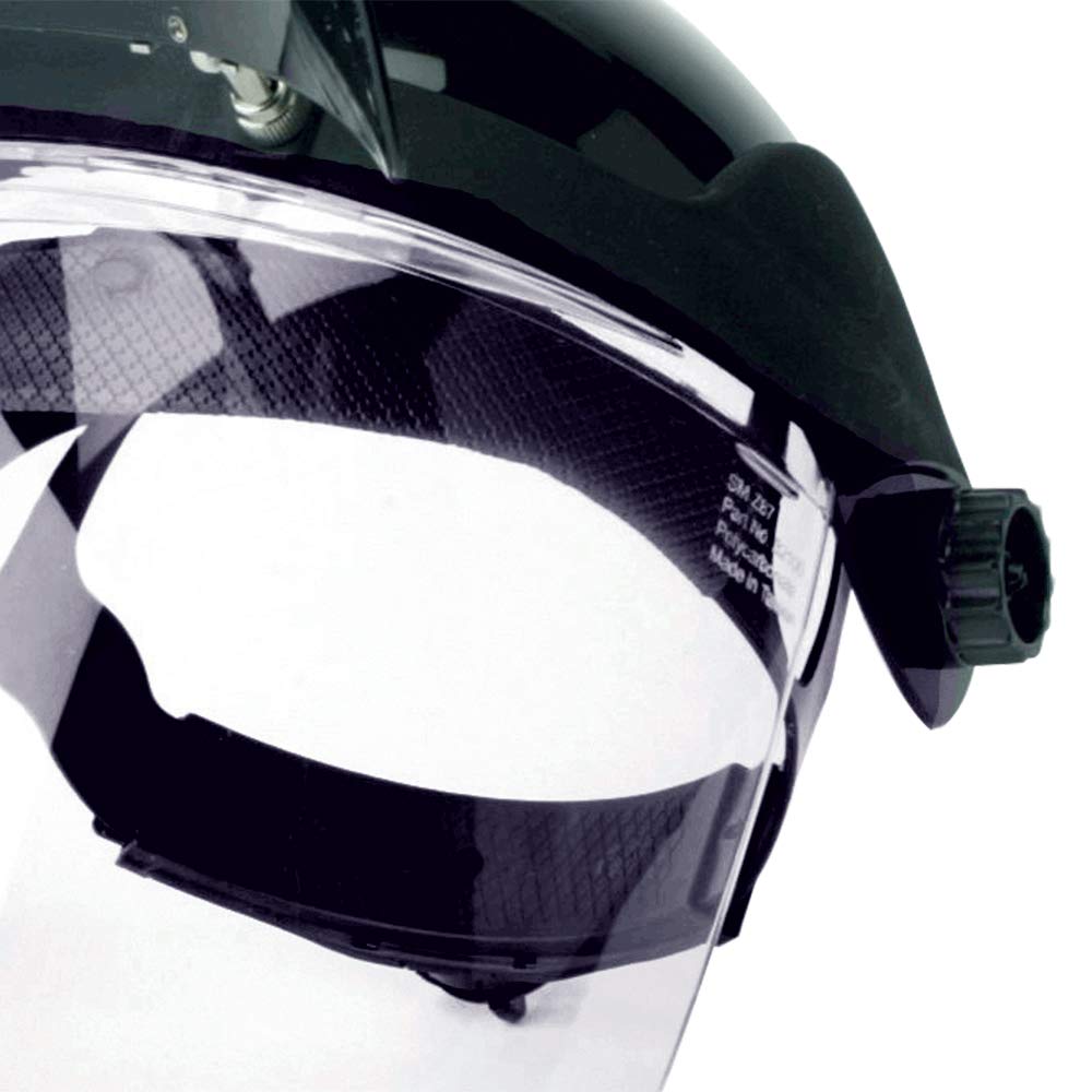 Sellstrom DP4 Face Shield - Lightweight Mask with High Impact Crown & Ratchet Headgear for Work, Grinding, Plasma/Flame Cutting - ANSI Z87.1 - Clear Anti Fog Polycarbonate Window -UV/IR Flip Up Visor