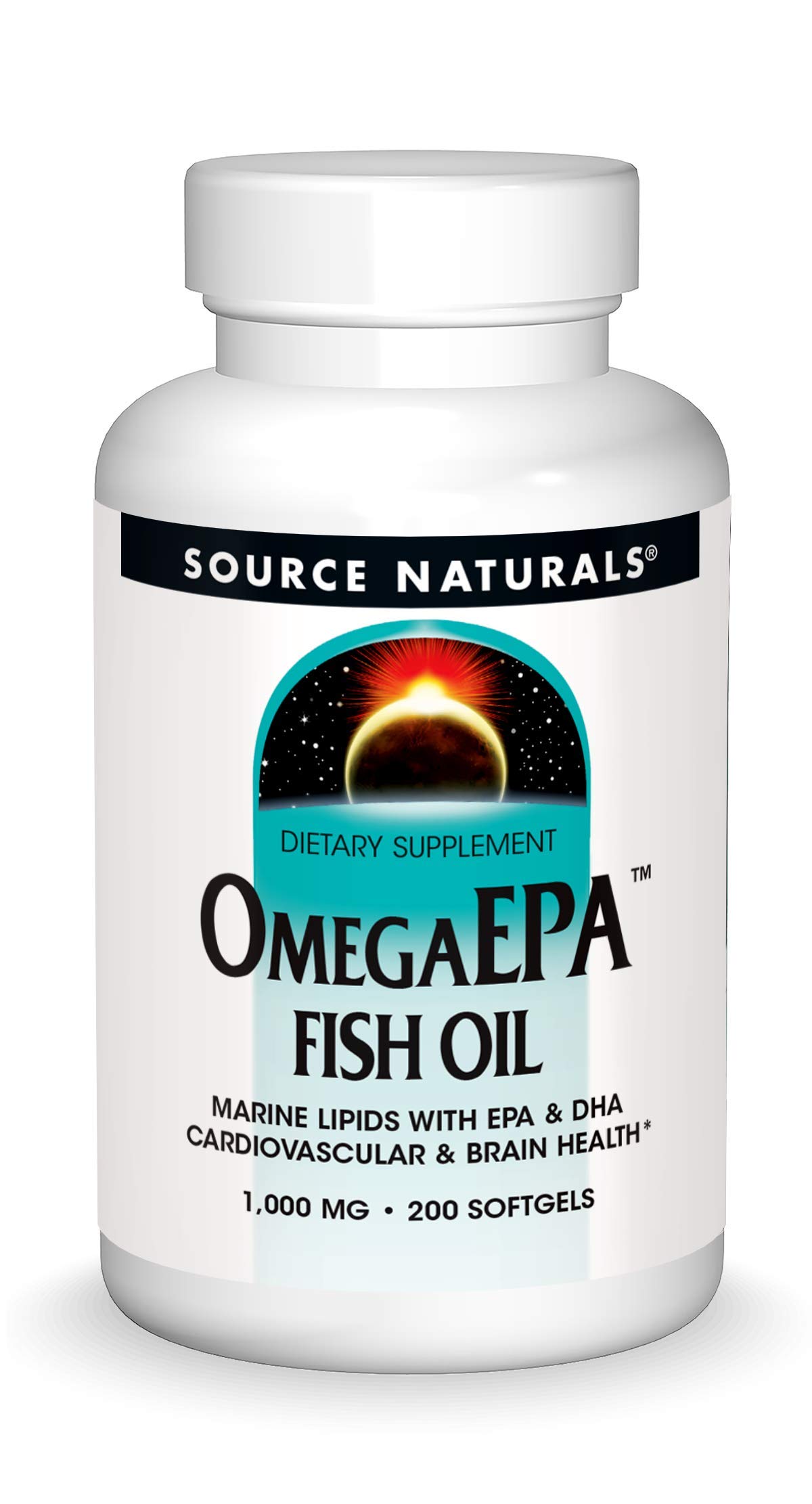 Source Naturals OmegaEPA Fish Oil - Marine Lipids with EPA & DHA Supports Cardiovascular & Brain Health - 200 Softgels