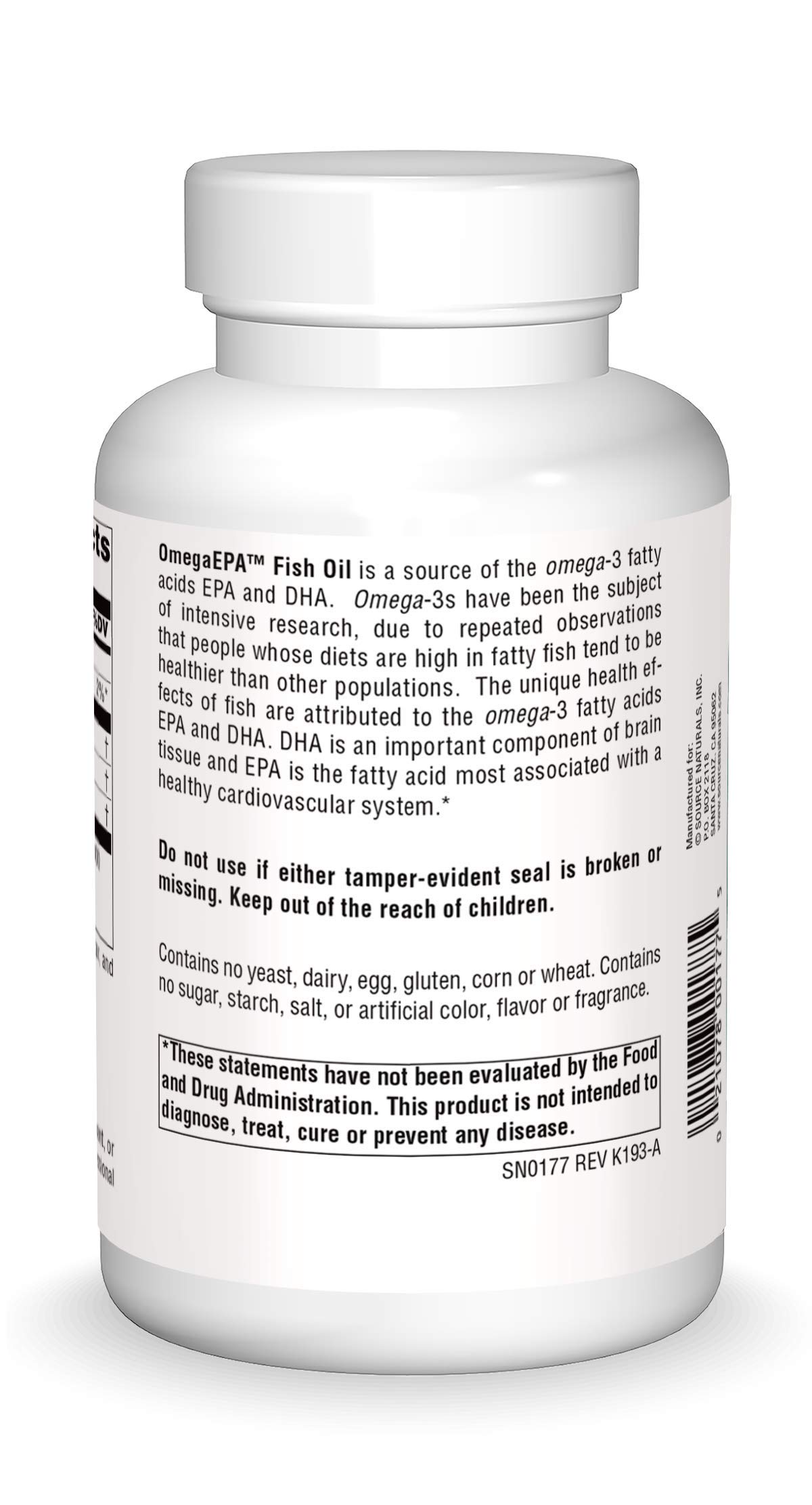 Source Naturals OmegaEPA Fish Oil - Marine Lipids with EPA & DHA Supports Cardiovascular & Brain Health - 200 Softgels