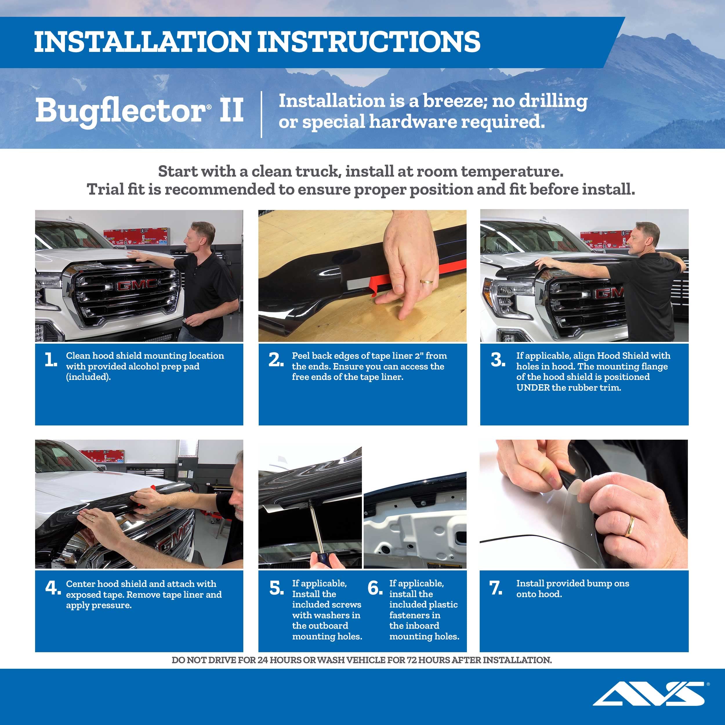 Auto Ventshade [AVS]Bugflector II / Hood Shield | 1999 - 2007 Ford F-250/F-350/F-450/F-550 Super Duty, 2000 - 2005 Ford Excursion, High Profile - Smoke, 1 pc. | 45706