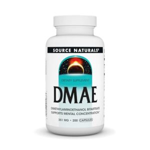 Source Naturals DMAE, Dimethylaminoethanol Bitartrate - Supports Mental Concentration - 200 Capsules