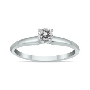 szul 1/4 carat round diamond solitaire ring in 14k white gold