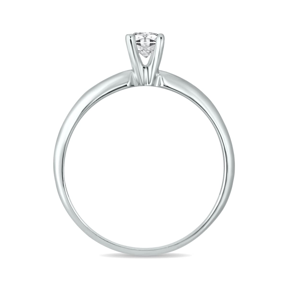 SZUL 1/4 Carat Round Diamond Solitaire Ring in 14K White Gold