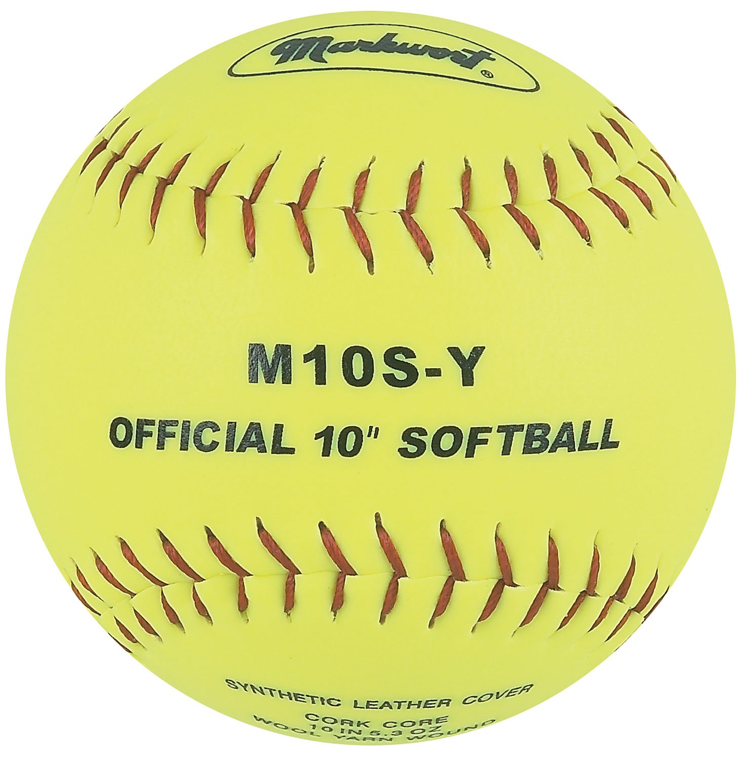 Markwort 10-Inch Synthetic Cover/Cork Core Softball, Yellow, 1 Dozen (Pack of 12)