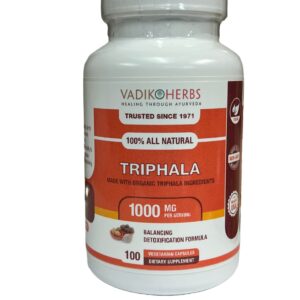 Vadik Herbs Triphala (Trifala) Powder Organic 100 Veg Capsules Immune System Support Supplements