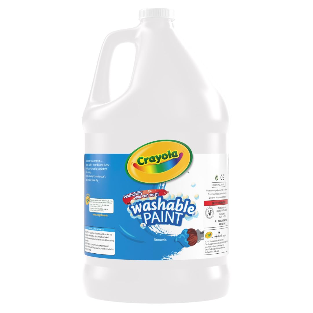 Crayola Washable Paint (1 Gallon), White Paint, Bulk Classroom Supplies for Teachers, Washable Paint for Kids, Nontoxic, 3+